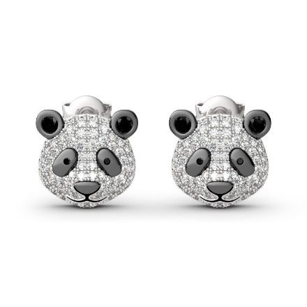 Bortwide "Be Calm and Steady" Cute Panda Sterling Silver Earrings