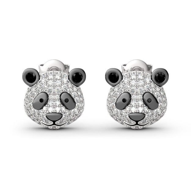 Bortwide "Be Calm and Steady" Cute Panda Sterling Silver Earrings