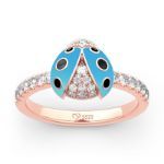 Bortwide Lucky Blue Ladybug Sterling Silver Ring