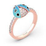 Bortwide Lucky Blue Ladybug Sterling Silver Ring