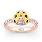 Bortwide Lucky Yellow Ladybug Sterling Silver Ring