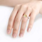 Bortwide Lucky Yellow Ladybug Sterling Silver Ring