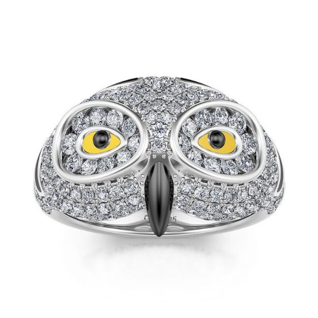 Bortwide "Night's Hunter" Owl Sterling Silver Ring