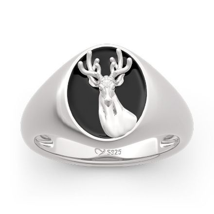 Bortwide "Elk Forest" Sterling Silver Signet Ring