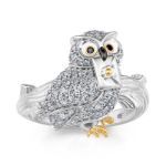 Bortwide "Cute Messenger" Owl Sterling Silver Ring