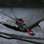 Bortwide "Spider Skull Biker" Pear Cut Sterling Silver Necklace