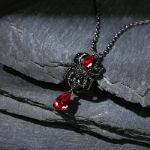 Bortwide "Spider Skull Biker" Pear Cut Sterling Silver Necklace