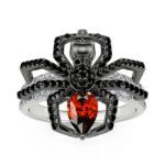 Bortwide Spider Skull Biker Black Tone Pear Cut Sterling Silver Ring