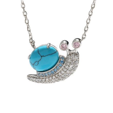 Bortwide "Natural Beauty" Snail Turquoise Design Sterling Silver Necklace