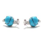 Bortwide "Natural Beauty" Snail Turquoise Design Sterling Silver Earrings