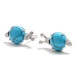 Bortwide "Natural Beauty" Snail Turquoise Design Sterling Silver Earrings