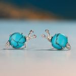 Bortwide "Natural Beauty" Snail Turquoise Design Sterling Silver Earrings