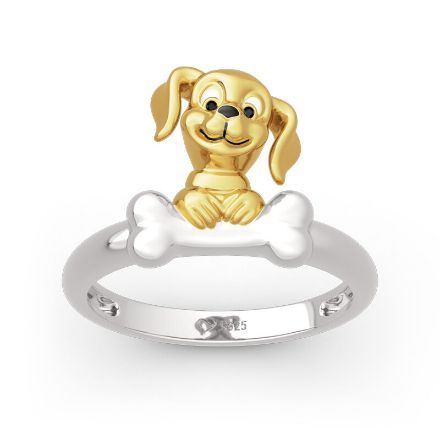 Bortwide "Dog＆Bone" Sterling Silver Ring