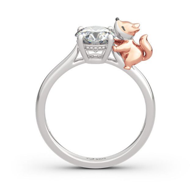 Bortwide Hug Me "Baby Fox" Round Cut Sterling Silver Ring