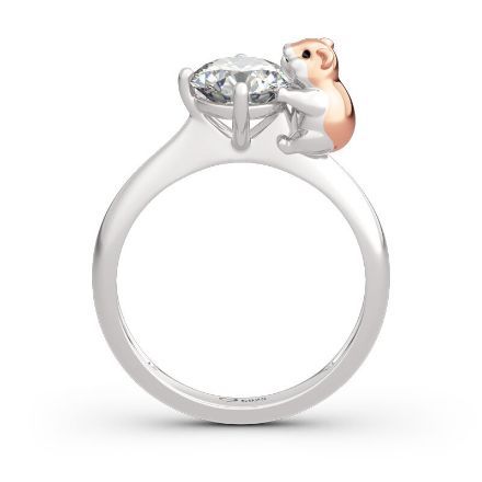 Bortwide Hug Me "Adorable Hamster" Round Cut Sterling Silver Ring