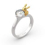 Bortwide Hug Me "Nature's Favor" Rabbit Round Cut Sterling Silver Ring