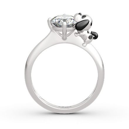 Bortwide Hug Me "You Are Unique" Dalmatian Round Cut Sterling Silver Ring