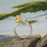 Bortwide Hug Me "King of the Jungle" Lion Crown Round Cut Sterling Silver Adjustable Ring