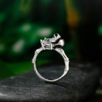 Bortwide Hug Me "Cute Panda" Round Cut Sterling Silver Ring