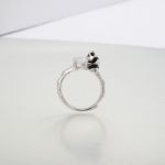 Bortwide Hug Me "Cute Panda" Round Cut Adjustable Sterling Silver Ring