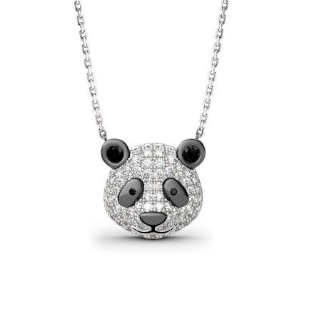 Bortwide "Be Calm and Steady" Cute Panda Sterling Silver Necklace