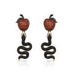 Bortwide "Forbidden Fruit" Snake&Apple Sterling Silver Earrings