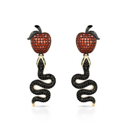 Bortwide "Forbidden Fruit" Snake&Apple Sterling Silver Earrings