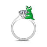 Bortwide Hug Me "Cartoon Crocodile" Round Cut Sterling Silver Ring