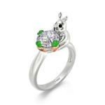 Bortwide Hug Me "Rabbit Loves Carrots" Bunny Round Cut Sterling Silver Ring