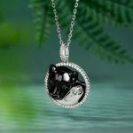 Bortwide "Huddle with You" Mom and Baby Panther Sterling Silver Necklace