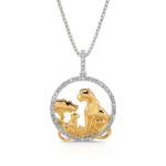 Bortwide "The Future Jungle King" Mom and Baby Lion Pendant Sterling Silver Necklace