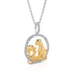 Bortwide "The Future Jungle King" Mom and Baby Lion Pendant Sterling Silver Necklace