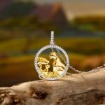 Bortwide "The Future Jungle King" Mom and Baby Lion Pendant Sterling Silver Necklace