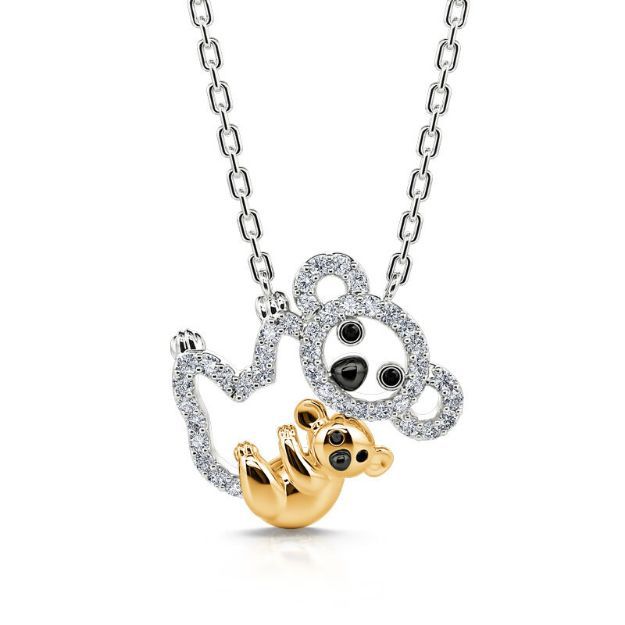 Bortwide "Carry Me" Mom and Baby Koala Pendant Sterling Silver Necklace