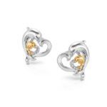 Bortwide "Joyful Dance" Mom & Baby Dolphin Heart Sterling Silver Earrings