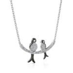 Bortwide Birds on a Branch Mother and Baby Nature Jewelry Sterling Silver Necklace