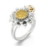 Bortwide Ladybug With Daisy Sterling Silver Ring