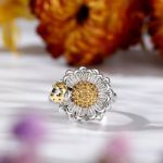 Bortwide Ladybug With Daisy Sterling Silver Ring