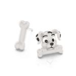 Bortwide "Dog＆Bone" Dalmatian Sterling Silver Mismatched Earrings