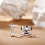 Bortwide "Dog＆Bone" Dalmatian Sterling Silver Mismatched Earrings