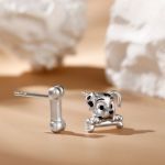 Bortwide "Dog＆Bone" Dalmatian Sterling Silver Mismatched Earrings