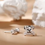 Bortwide "Dog＆Bone" Dalmatian Sterling Silver Mismatched Earrings