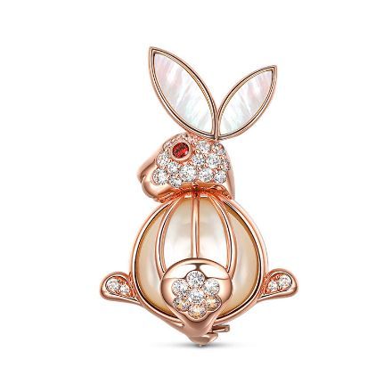 Bortwide "Adorable Rabbit" Mother-of-Pearl Sterling Silver Brooch
