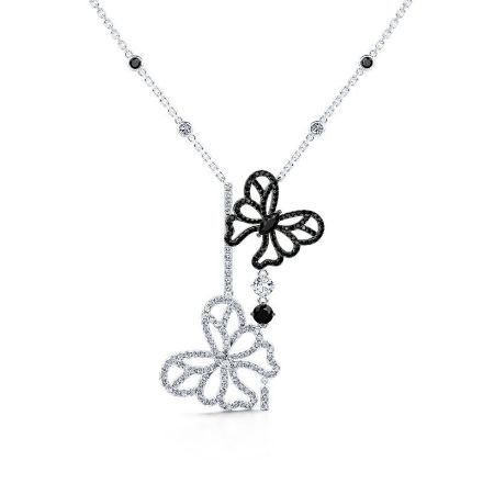 Bortwide "Be Free" Two Butterflies Sterling Silver Necklace