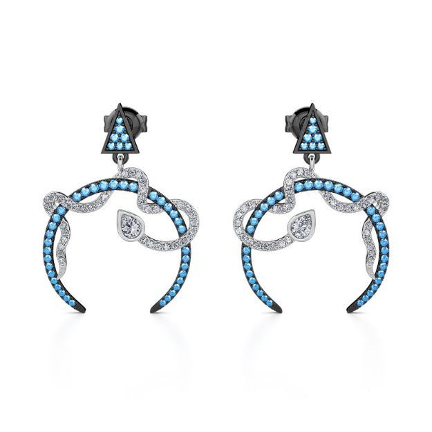 Bortwide "Interwoven Snake with Crescent" Sterling Silver Earrings