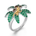 Bortwide "Tropical Vibe" Coconut Tree & Monkey Sterling Silver Ring