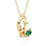 Bortwide "Sweet Scene" Mom and Baby Giraffe Sterling Silver Necklace