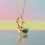 Bortwide "Sweet Scene" Mom and Baby Giraffe Sterling Silver Necklace