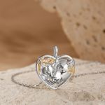 Bortwide "Huddle with You" Mom and Baby Lion Sterling Silver Necklace