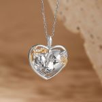 Bortwide "Huddle with You" Mom and Baby Lion Sterling Silver Necklace